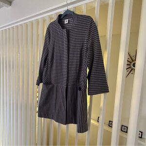 Cabi Striped Gray & Black 3/4 Sleeve Lightweight Jacket